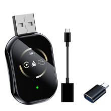 3 In1 Wireless Carplay Adapter Android Auto Carplay +WiFi USB Dongle Wired Carplay to Wireless Mirror Link