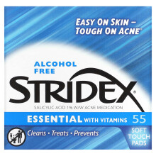 Stridex, Pannelli Sensibili con Vitamine, Senza Alcool, 55 Pannelli
