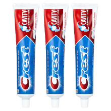 Crest, Protecție a cavitației, Pasta de dinți anticalcică cu fluor, Paste regulare, 3 Pachete, 5,7 oz (161 g) Fiecare