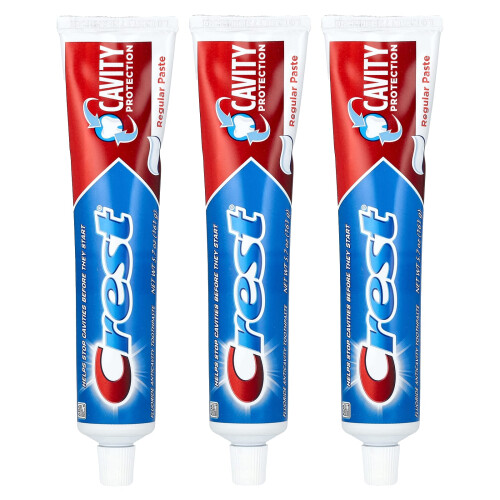 Crest Κρεστ, Cavity Protection, Φθορίδιο Αντικαβίτιτο Toothpaste, Regular Paste, 3 Pack, 5.7 oz (161 g) Each