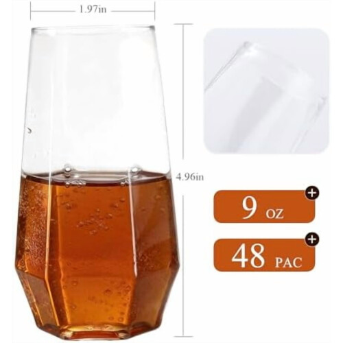 Klara diamantformade plastglas utan stjälk 237 ml, 48-pack 2