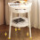 White Beige Side Table with Drawer 1 Piece 6
