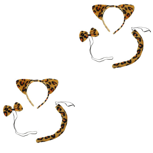 6Sets Leopard Oren Haarband Met Set Cosplay En Feest 2