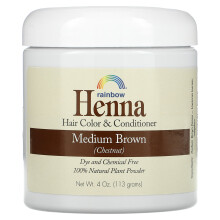 Rainbow Research, Henna, Colorante e Condizionante per Capelli, Marrone Medio (Castagno), 4 oz (113 g)