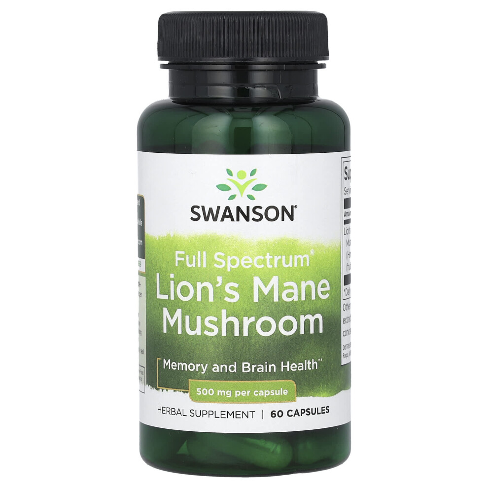 Swanson Full Spectrum Lion's Mane Mushroom, 500Mg - 60 Caps