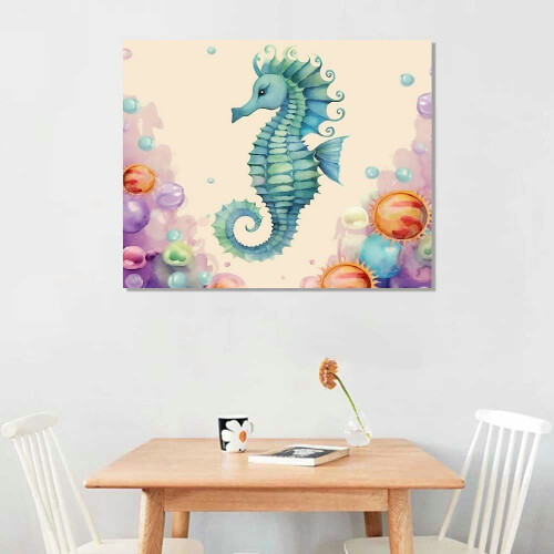 Aquarell-Seepferdchen-Strandposter-Set 1