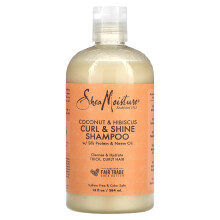 Shampoo pentru Părul Gros și Curat de SheaMoisture, Curl & Shine, Coconut & Hibiscus, 13 fl oz (384 ml)