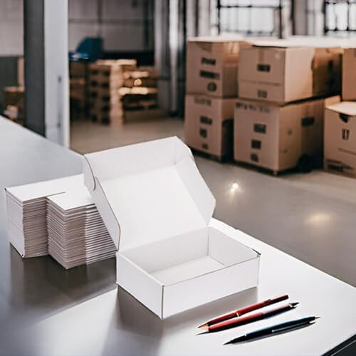 Caixas de envio de papelão ondulado branco resistente, 23 x 23 x 8 cm (9 x 9 x 3 polegadas), pacote com 25 unidades. 1