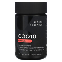 Sports Research, CoQ10, USP Grade s BioPerinem, 100 mg, 120 Veggie Softgels