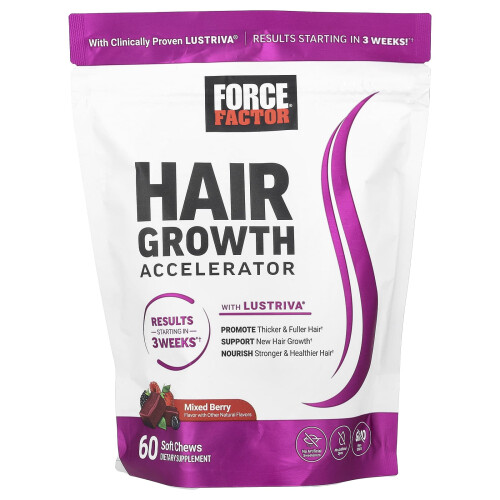 Force Factor, Haargroei Versneller, Gemengde Vrucht, 60 Zachte Chews