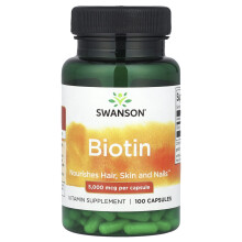 Swanson, Biotin, 5 000 mcg, 100 Kapslar