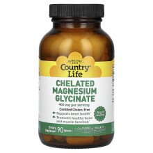 Country Life, Kötött magnézium glicinát, 400 mg, 90 tabletta (133 mg per tabletta)