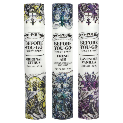Poo-Pourri, Σπρέι Πουδράρισης, Σετ Τιμής, 3 Σπρέι, 0.34 fl oz (10 ml) Κάθε