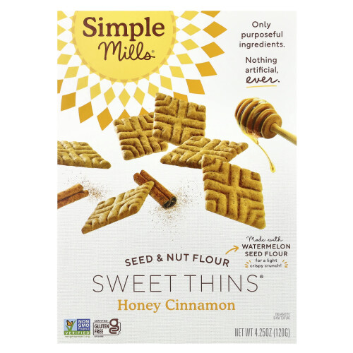 Simple Mills, Farinha de Sementes e Nozes, Sweet ThinsÆ, Mel e Canela