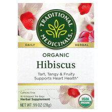 Traditional Medicinals, Organische Hibiscus, Koffievrij, 16 Verpakte Theezakjes, 0.99 oz (28 g)