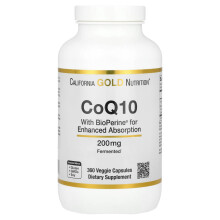 California Gold Nutrition, CoQ10 USP s BioperinemÆ, 200 mg, 360 Veggie Kapslí