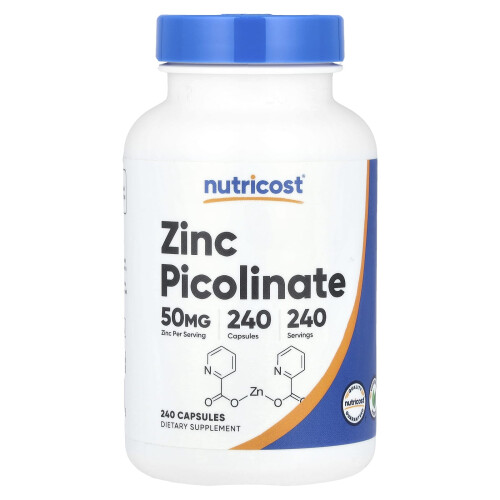 Nutricost, Ζιγκ Πικολινάτη, 50 mg, 240 Φύλλα