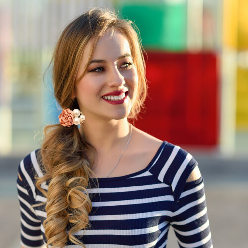 Elastici per capelli in gomma decorati con perle per ragazze, 1