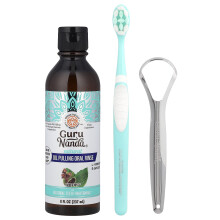 GuruNanda, Rinse Oral de Puxar Óleo Natural, Clínico, Coco-Menta, 8 fl oz (237 ml)
