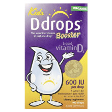 Ddrops, Gyerekek, Booster, folyékony vitamin D3, 600 IU, 0,09 fl oz (2,8 ml)