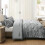 Set copripiumino matrimoniale grigio chiaro 3 pezzi stile boho plissettato 6