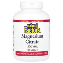 Natural Factors, Magnézium Citrát, 150 mg, 180 Kapszula