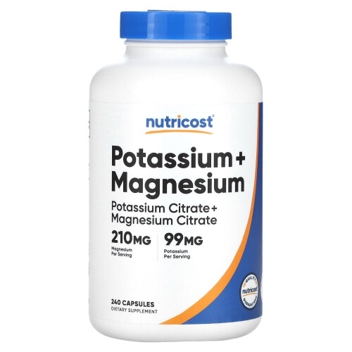 Nutricost, Potassium + Magnesium, 240 Kapszula