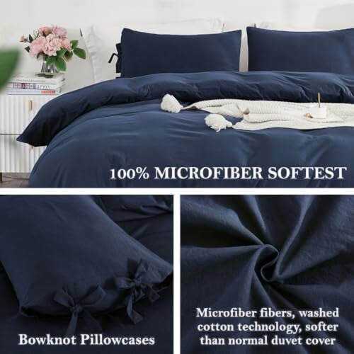 Dekbedovertrekset met strik, queensize, 3-delig, microvezel 2
