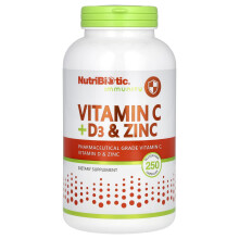 NutriBiotic, Imunita, Vitamin C + D3 & Železo, 250 Kapielokov