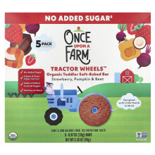 Once Upon A Farm, Orgaaninen Pienokaisen Pehmeä-Valmistettu Bar, Tractor Wheels, Mansikka, Kurpitsa & Purppura, 5 Baria, 0,67 oz (19 g) Kappale