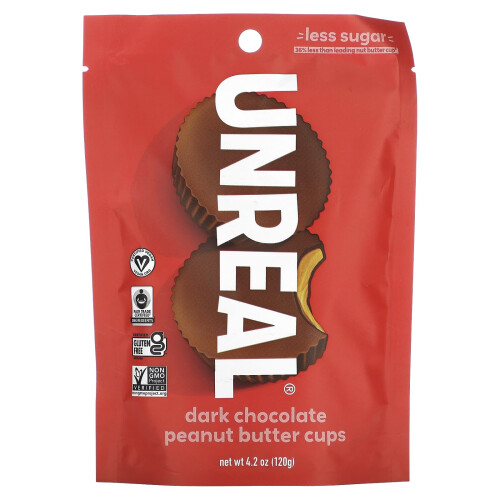 Unreal, Dunkle Schokoladen-Peanutbutter-Cups, 4,2 oz (120 g)