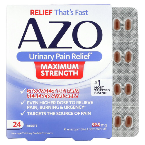Azo, Urinary Pain Relief, Maximum Strength, 24 Tablets