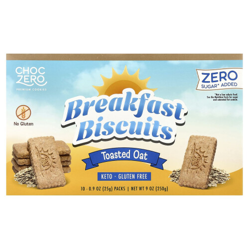 ChocZero, Premium Cookies, Πρωινό Μπισκότα, Ψημένη Ούζο, 10 Πακέτα (0.9 oz (25 g) Κάθε