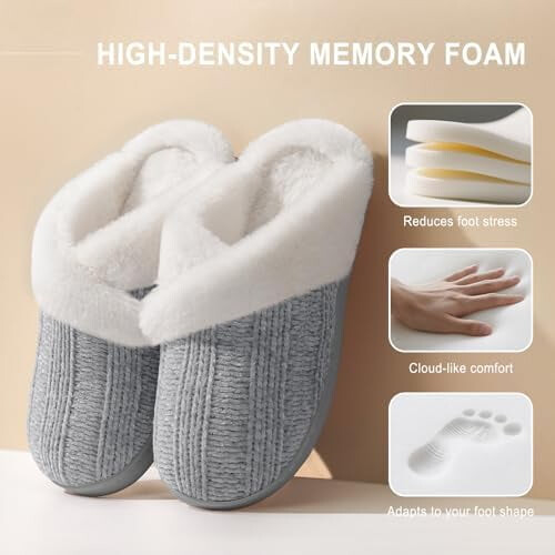 Γυναικείες παντόφλες Fuzzy – Memory Foam, με επένδυση fleece, αντιολισθητική σόλα από 2