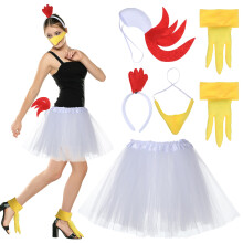 4Sets Lustiges Chicken Kostüm Set Plüsch Haarreif Für Karneval
