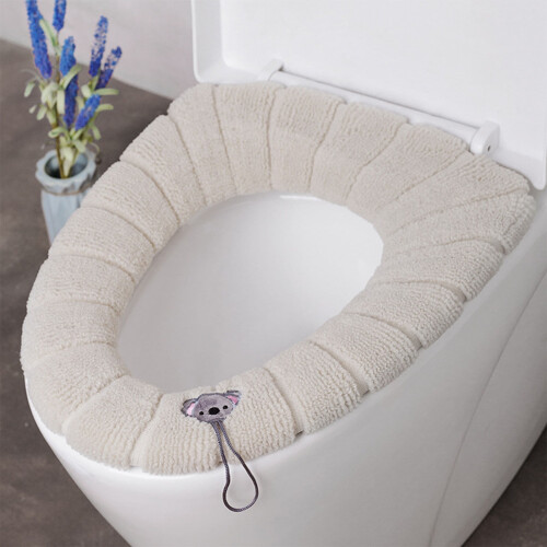 Gestrickter WC-Sitzbezug mit Griff – waschbar 2