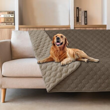 Double-Sided Waterproof Dog Blanket, Reversible Pet Bed Cover for Couch/Sofa/Car, Compatible with Pets & Kids, 68x82", Dark/Light Walnut