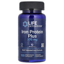 Life Extension, Ferro Proteico Mais, 300 mg, 100 Cápsulas Vegetarianas