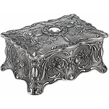 Vintage Metal Jewelry Box with Velvet Lining