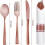 Ensemble de couverts jetables or rose avec serviettes (100 pièces) 5