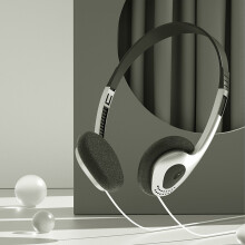 Retrohörlurar med kabel, on-ear-funktion, enkel 3,5 mm-kontakt, brusisolerande hörlurar för Walkman, CD-spelare, dator, 80-/90-talsdesign i silver