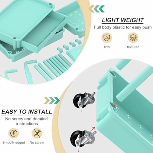 Carrello multiuso a 4 ripiani con ruote e cassetto rimovibile 2