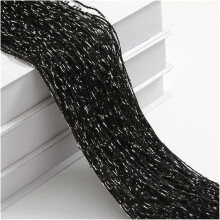 Glitter Fringe String Curtains 79x39 Inch, Tassel Strip Crystal Beaded Door Window Room Divider for Wedding Party Decor (Black)