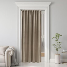 Camel Beige Velvet Back Tab Thermal Curtains, Room Darkening & Insulated, 42"x80", 1 Panel, Compatible with Standard Rods