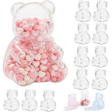 Contenitori per orsetti gommosi, 12 scatoline trasparenti in plastica a forma di orsetto per regali di San Valentino, bomboniere e conservazione di