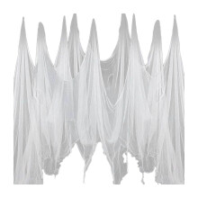 Gaze d'Halloween à motif sanglant effrayant/noir/blanc pour décoration d'Halloween intérieure ou extérieure (Blanc 1, 6 m)