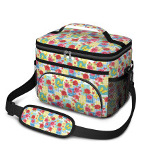 Sac à lunch isotherme à motif floral pour femmes et hommes – Étanche, bandoulière réglable, 25,4 x 17 x 20,3 cm, compatible avec les boîtes