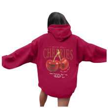 Trendy sweatshirts voor dames met kersenprint en bijpassende hoodie.