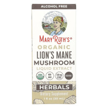 MaryRuth's, Ökológiai oroszlánfogas gomba folyékony extraktum, Etanolmentes, 590 mg, 1 fl oz (30 ml)