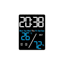 Digital Alarm Clock with Temperature Humidity Display, Dual Alarm and Snooze, White Case for Home and Office